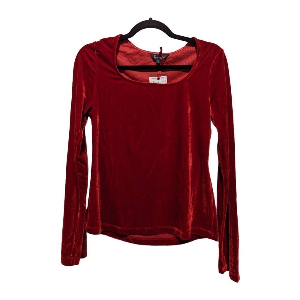 Pajamagram Vintage Velvet cherry red long sleeve velour top Medium